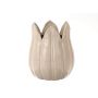 TULPA květináč ve tvaru hlavy tulipánu, keramika, krémová, 23cm, Ø19cm