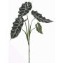Plastová alocasia sanderiana MATHEA na zápichu, zeleno-bílá, 75cm