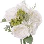 Umělá růžová kytice SIERRA hydrangea echevérie, bílá, 25cm, Ø25cm