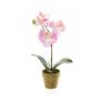 Umělá orchidej phalaenopsis SETH v dekorativním květináči, růžová, 25cm