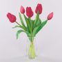 Umělá kytice tulipánu LEANA, růžovo-zelená, 30cm, Ø20cm