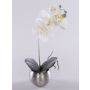 Umělá orchidej Phalaenopsis KAREN, dekorativní květináč, mražená, bílá, 35cm