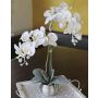 Umělá orchidej Phalaenopsis KAREN, dekorativní květináč, mražená, bílá, 50cm