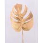 Umělý filodendron Monstera Deliciosa list ASMERET s třpytkami, zlatý, 70cm