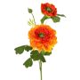 Umělý ranunculus SAGARA, oranžový, 45cm, Ø5-8cm