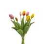 Umělá kytice tulipánů Mix LONA, růžovo-žluto-oranžová, 40cm