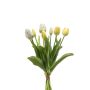 Umělá kytice tulipánů Mix LONA, bílá-žlutá, 40cm