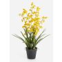 Umělá květina orchidej Oncidium LAFILEA v dekorativním květináči, žlutá, 100 cm