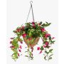 Umělý závěsný košík fuchsie JONKFUN v košíku, křížová dvířka, fuchsiová, 70cm