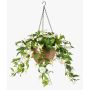 Umělý závěsný košík fuchsie JONKFUN v košíku, křížová dvířka, krémově růžová, 70cm