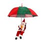 Závěsný Santa Claus SISSON s deštníkem, LED diody, červeno-zelený, 77 cm, Ø 70 cm