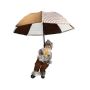 Závěsný Santa Claus SISSON s deštníkem, LED diody, hnědo-bílý, 77 cm, Ø 70 cm