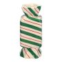 Rohová váza na květiny Bonbon AMIEL z keramiky, s diagonálními čarami, zeleno-červeno-bílá, 6,5x6,5x15cm