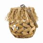 Košíková lucerna NATASCIA, vodní hyacint, ucho, skleněná vložka, hnědá, 18 cm, Ø 14 cm