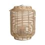Košíková lucerna AMBROSIA z ratanu, s uchem, se skleněnou vložkou, béžová, 52 cm, Ø 28 cm