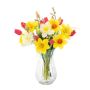 Umělá jarní kytice MANULA, narcis, žluto-růžovo-bílá, 40cm, Ø30cm