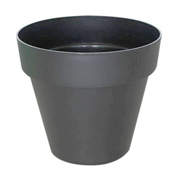 Kruhový květináč VINAYA z plastu, s otvory, antracitový, 31cm, Ø35cm