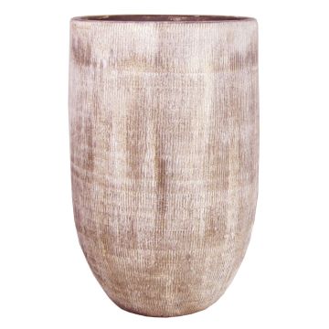 Váza na květiny z keramiky KAMUNI, podélné pruhy, šedozelená, 30cm, Ø19cm