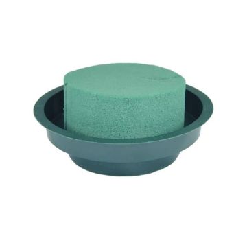 OASIS® Ideal houbový válec pro mokré připichování v plastové vaničce, zelený, 5cm, Ø12cm OASIS® Ideal houbový válec pro mokré připichování v plastové vaničce, zelený, 5cm, Ø12cm