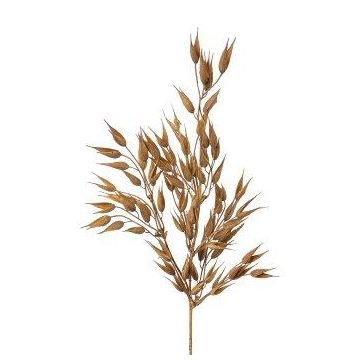Ozdobná větvička ovsa hladkého SNOLHE s klásky, hnědá, 65cm