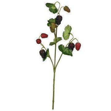 Umělá větvička malin RAFAELLA s ovocem, červeno-černá, 50cm