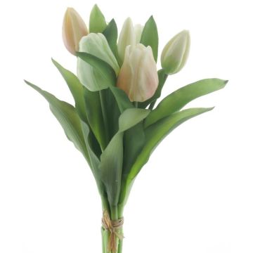 Umělá kytice tulipánů mix LONA, žluto-krémovo-zelená, 30cm, Ø20cm