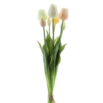 Umělá kytice tulipánů mix LONA, žluto-krémovo-zelená, 45cm, Ø20cm