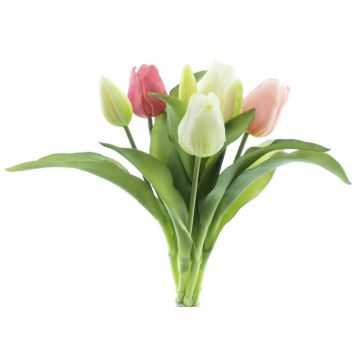 Umělá kytice tulipánů mix LONA, krémovo-růžovo-fuchsiová, 30cm, Ø20cm Umělá kytice tulipánů mix LONA, krémovo-růžovo-fuchsiová, 30cm, Ø20cm