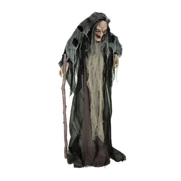 Halloween čarodějnice MECHTHILD s tyčí, funkce zvuk a pohyb, LED diody, 160cm Halloween čarodějnice MECHTHILD s tyčí, funkce zvuk a pohyb, LED diody, 160cm
