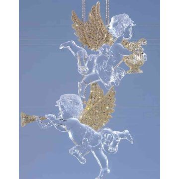 Akrylový závěs anděl LINDY, 2 kusy, harfa, lyra, třpytky, zlatý, 9x10cm Akrylový závěs anděl LINDY, 2 kusy, harfa, lyra, třpytky, zlatý, 9x10cm