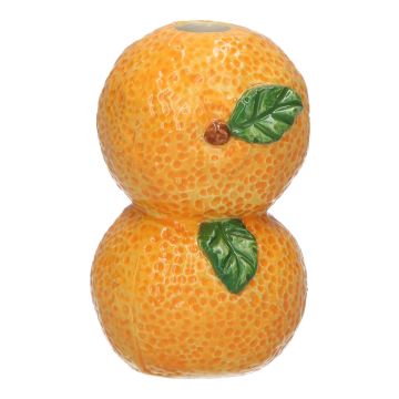 Oranžová váza na květiny se stonkem TILLAS z keramiky, žlutozelenohnědá, 5,6x5,6x9cm