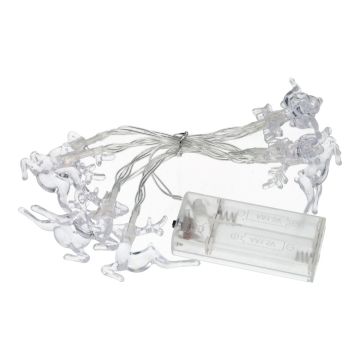 Světelná řetěz CASSATA s 10 LED soby, na baterie, 90cm