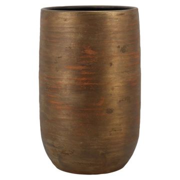 Keramická květinová váza RODYN s rýhami, barevný přechod, zlatá, 40 cm, Ø 26 cm