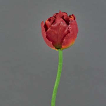 Textilní tulipán papoušek LAARA, červeno-oranžový, 25cm, Ø7cm