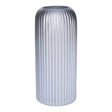 ALBURGIS váza na květiny s drážkami, sklo, stříbrno-kovová, 20cm, Ø8,7cm ALBURGIS váza na květiny s drážkami, sklo, stříbrno-kovová, 20cm, Ø8,7cm