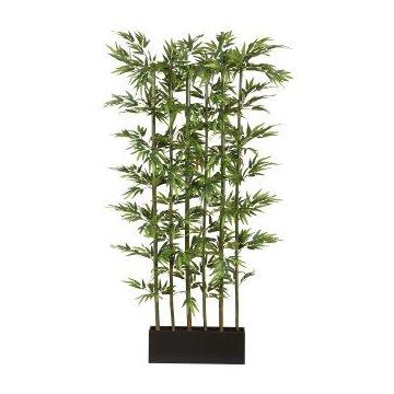 Umělý bambusový rozdělovač pokojů KAWAI v dřevěném boxu, přírodní stonky, 95x50x165cm