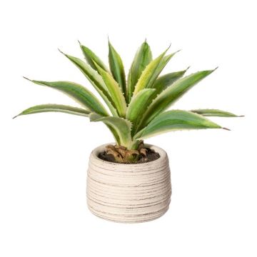 Umělý sukulent Agave americana TRILDON v cementovém květináči, zelenožlutý, 25cm