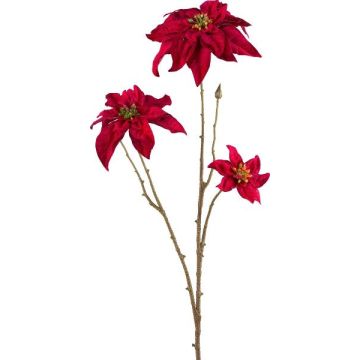 Umělá květinová větev poinsettia VORLIN, červená, 65cm