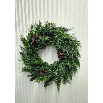 Dekorační věnec cypřišový STURMYN se šiškami, zelený, Ø50cm Dekorační věnec cypřišový STURMYN se šiškami, zelený, Ø50cm