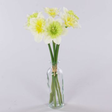 Umělá kytice narcisů LELA, bílo-zelená, 35cm, Ø20cm
