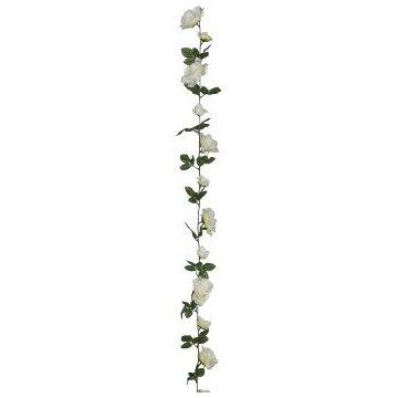 Umělý květinový věnec růže USTLER, bílý, 180cm