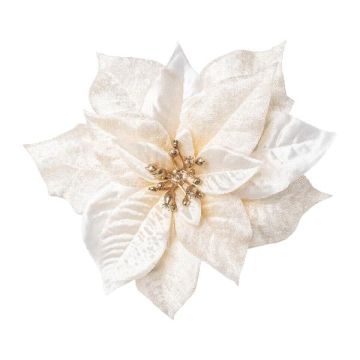 Sametová poinsettie SINFE, krémová, Ø18cm