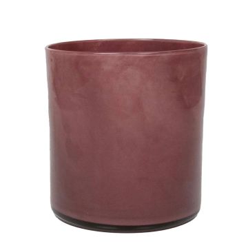 Skleněný válcový svícen SANYA EARTH, burgundský, 12cm, Ø12cm