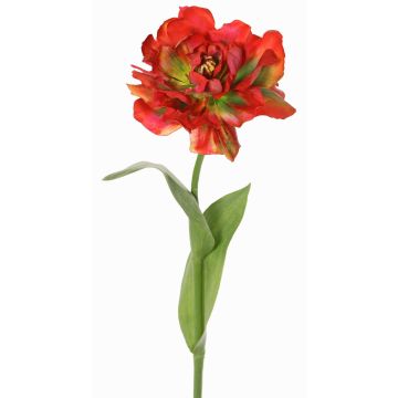 Umělý papoušek tulipán STEFANIE, červeno-zelený, 65cm, Ø14cm