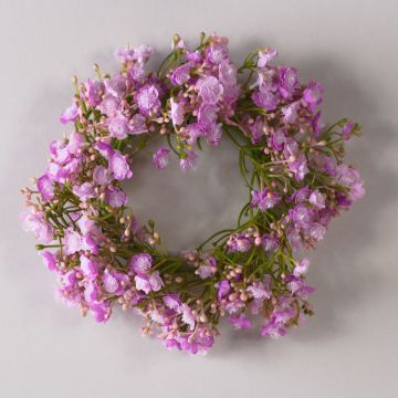 Umělý gypsophila věnec LITAGO, růžovo-fialový, Ø20cm