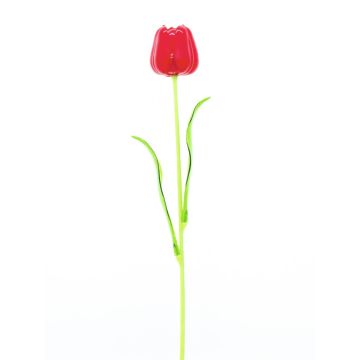 Plastový tulipán ISHITA ve vzhledu skla, 12 kusů, červený, 60cm