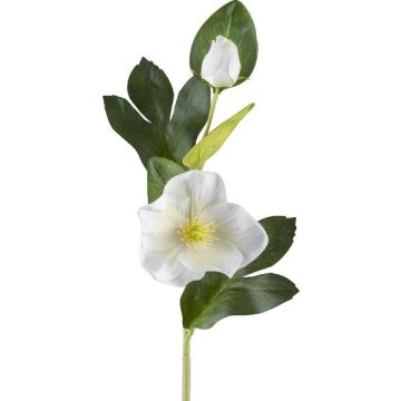 Umělá vánoční růže DENDY, bílá, 35cm