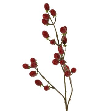 Umělá ostružinová větev URUMA s plody, červená, 90cm