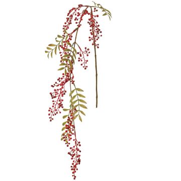 Umělá jeřabinová větev JANNAH s plody, červená, 120cm