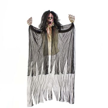 Halloweenská figurka ducha / přízraku SKYLER s funkcí pohyblivého zvuku, LED diody, 95cm